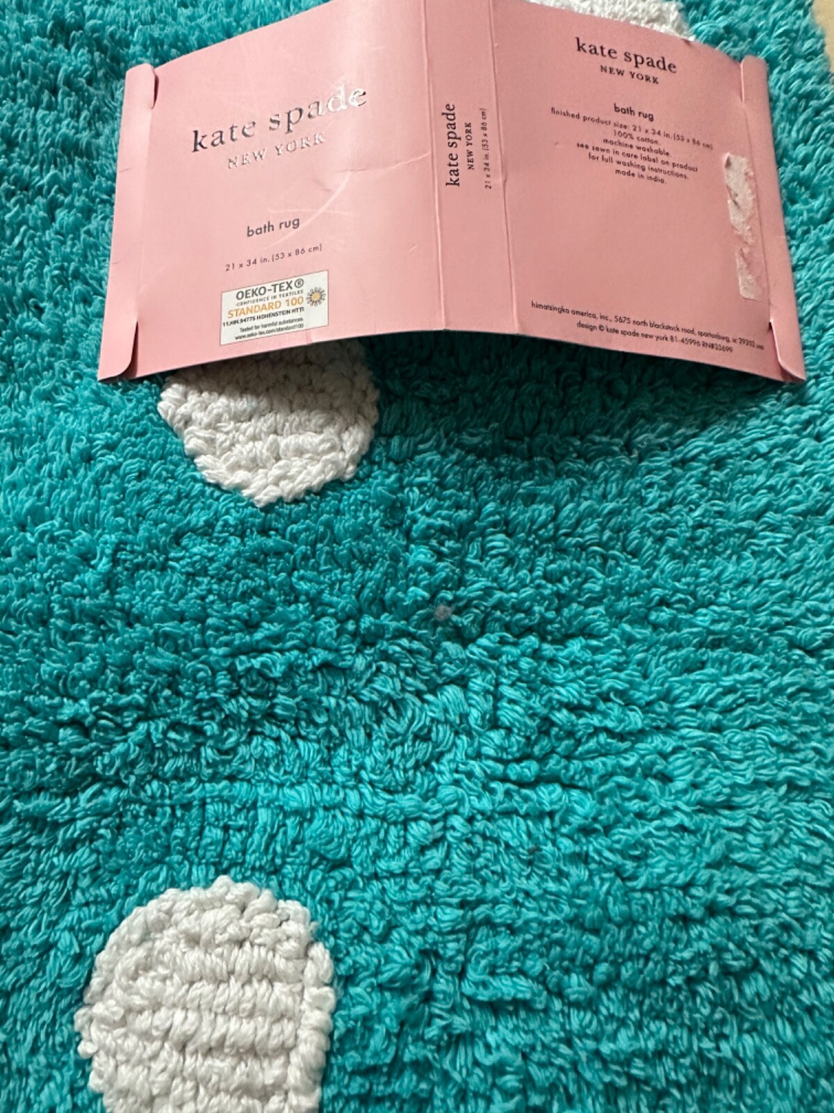 KATE SPADE NEW YORK 21”x34” POLKA DOT MULTI COLORS BATH RUG 100% COTTON ...
