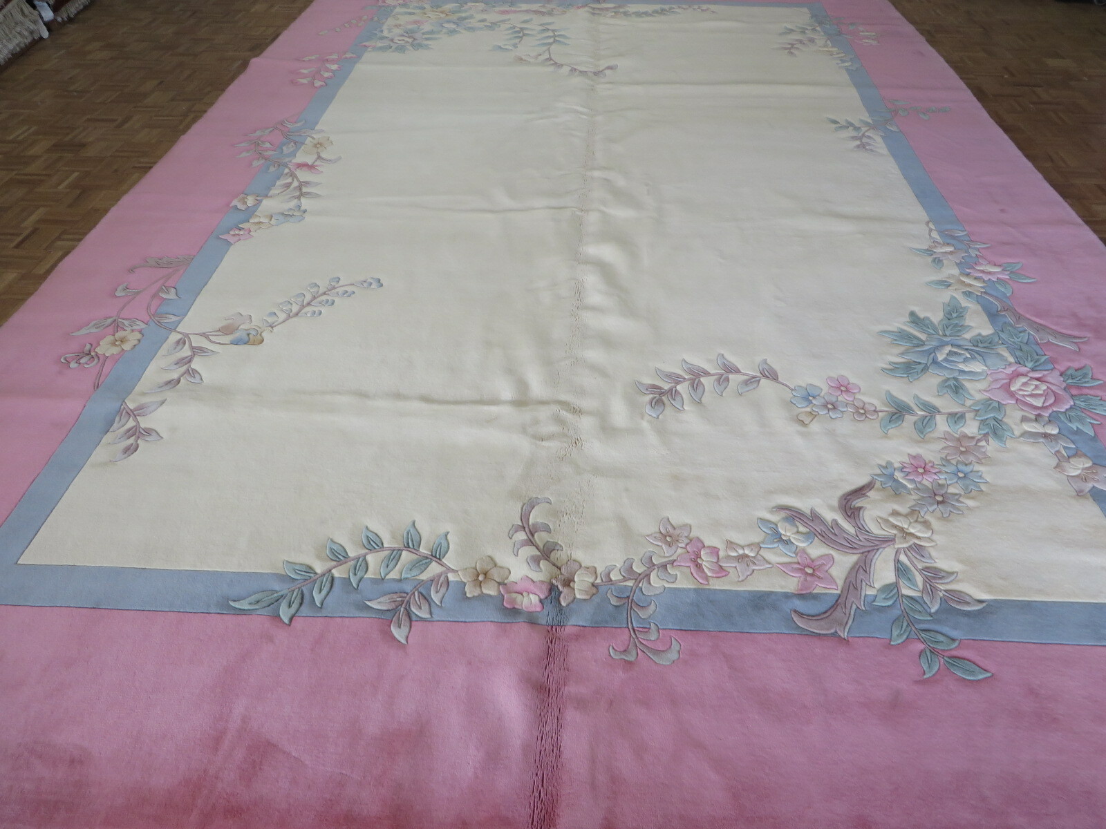 12'4 X 18'4 Hand Knotted 90 Line Oriental Rug Chinese Ivory/Pink G8843 ...