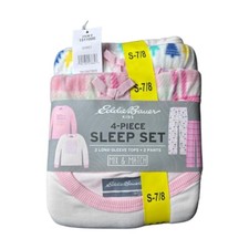 Eddie Bauer Kids Girl's 4-Piece Sleep Set Long Sleeve Mix And Match Size S 7/8