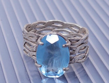 Vintage Sterling Silver Blue Topaz Band Ring size 6