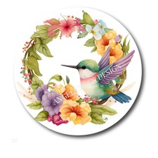 Stunning Floral Wreath Hummingbird Scrapbook Stickers Envelope Seals Bird Favors