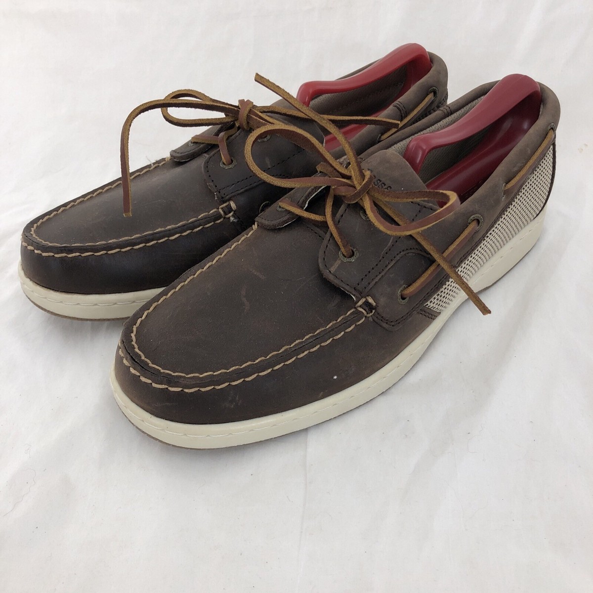Bass Sailor Leather Boat Shoes Brown Beige Men’s Size 10M Vintage 2014