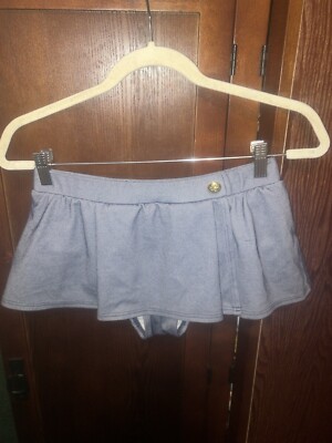 Tommy Hilfiger School-Girl Mini Denim Look Skirt M Swim Bottoms With Gold Button