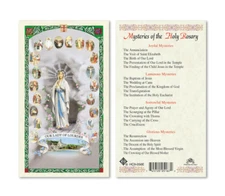 Laminated Mysteries of the Rosary Prayer Card Joyful Sorrowful Glorious Luminous