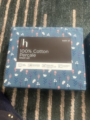 Home Expressions 100% Cotton Percale Sheet set Twin XL NEW. MSRP $80