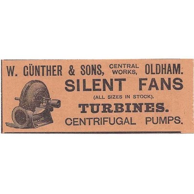 W. GUNTHER & SONS Central Works Oldham Antique Engineering Advert 1897