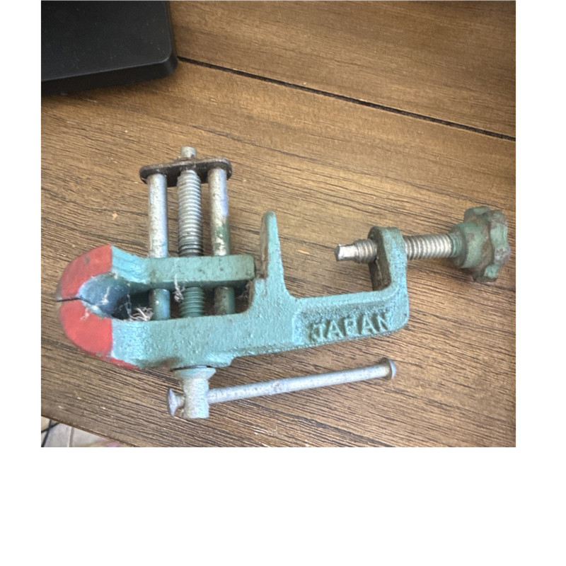 Clamp-On Tabletop Vise Metal Green Red Vintage Made in Japan