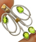 Natural Two Tone Peridot 925 Solid Sterling Silver Pendant 1 1/2" Long @1-3 — photo 2