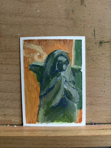ACEO Original OOAK, Zelda Statue TOTK/BOTW, Oil Pastel,happylittlepastels