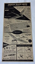 1958 American Telasco model airplanes ad ~ JETSPUR, JUPITER, more
