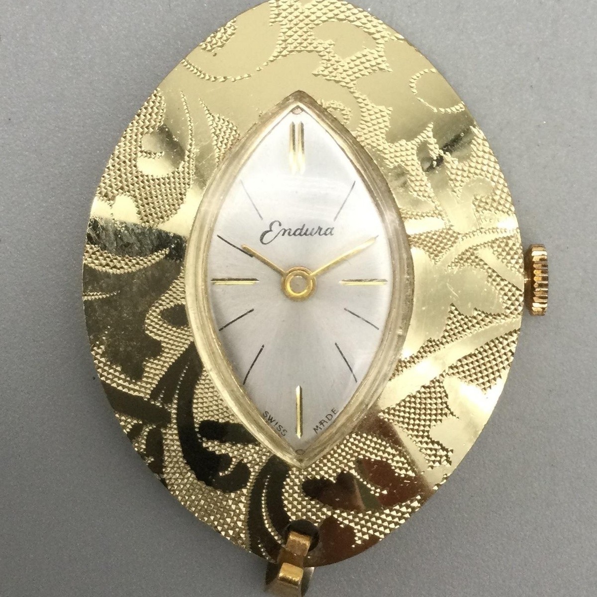 Vintage Endura Pendant Necklace Watch Womens 32mm Gold Tone Manual