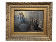 Antico Dipinto EX VOTO "G.R." 1889 - Madonna col Bambino - Olio su Tavola