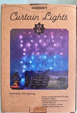 NIB MERKURY INNOVATIONS 96 Cascading PINK PURPLE WHITE LED Curtain Light 3.5'x5'