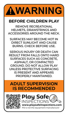 Playground Safety Sticker Label: Hot Surfaces, Drawstrings & Helmets, Surface