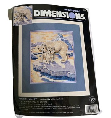 Dimensions Arctic Sunset Needlepoint Kit 2438 Polar Bears REPACKAGED 