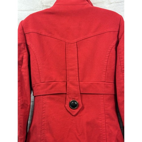 Gabardina Traje Mango Rojo Brillante Algodón Talla L 12 - 14 Bolsillos Dark Academia - Imagen 10 de 12