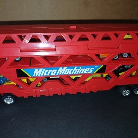 Vintage Galoob Micro Machines Semi Truck Car Hauler Filled With Cars