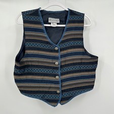 Womens Vintage Boho Southwestern Tapestry Vest Sz L Folk Western Eclectic Indie