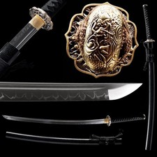 Japanese Samurai Katana Handmade Sword Clay Tempered T10 Steel Sharp Real Hamon