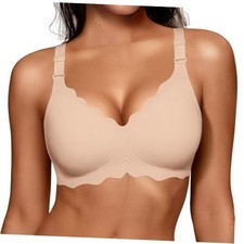 Jelly Bras for Women No Underwire Wireless Push Up Bra Full Small Nude