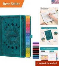 Hardcover Address Book A-Z Tabs Contact Organizer Phone Password Keeper Seagreen