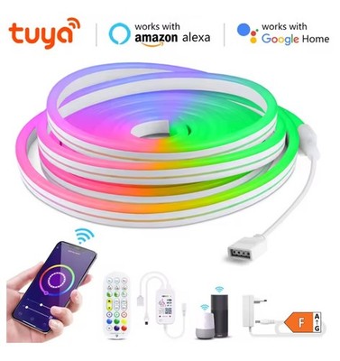 Tuya WiFi RGB Neon LED Streifen 12V 1 5M WIFI APP Control Smart Neon Light Alexa