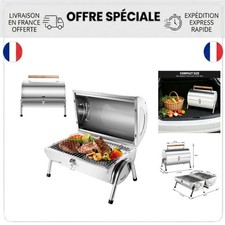 Barbecue Portable 2 en 1 Charbon Inox SunJas Mini Table Argent