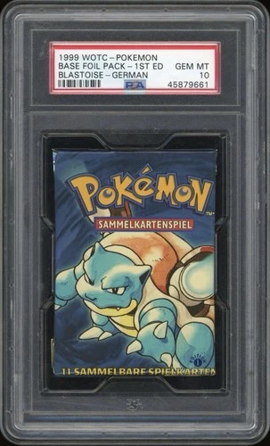 1999 Pokemon GERMAN 1st Edition Base Set Turtok-Blastoise Booster Pack PSA 10