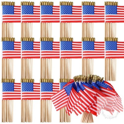 500 Pcs Small American Flags on Stick 4 x 6 Inch Mini American Handheld USA Flag