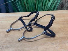 Stainless Steel Ladies English Spurs w Black Leather Straps