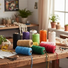 15 Rolls Macrame Cord, 2Mm X 480 Yards Natural Cotton Macrame Rope, 4-Strand