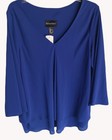 Frank Lyman Royal Blue Pleated Front Dressy Chiffon Layered Top SZ 14 NWT $169