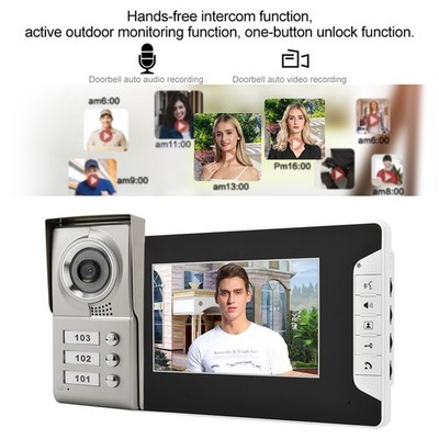 Apartment 3 Units Wired Video Door Phone Audio Visual Doorbell Intercom Entr SET
