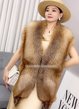Women's Real Fox Fur Shawl Scarf Cape Wrap Collar Neck Warmer