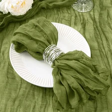 20 Pack Olive Green Cheesecloth Napkins Washable Summer Green Cloth Napkins S...