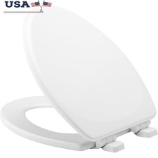 Enameled Wood Elongated Toilet Seat Slow Close Adjustable Non Loosening System