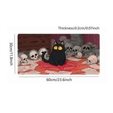 40 90cm Anime Black Cat  Skulls Large Gaming Mouse Pad - Non-Slip Rubber Base,
