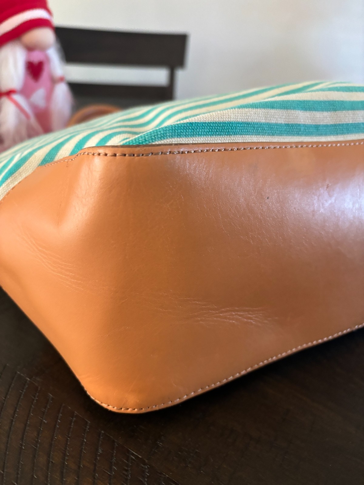 Tory Burch Striped Canvas Zippered Handbag w/Leather Trim thumbnail 4