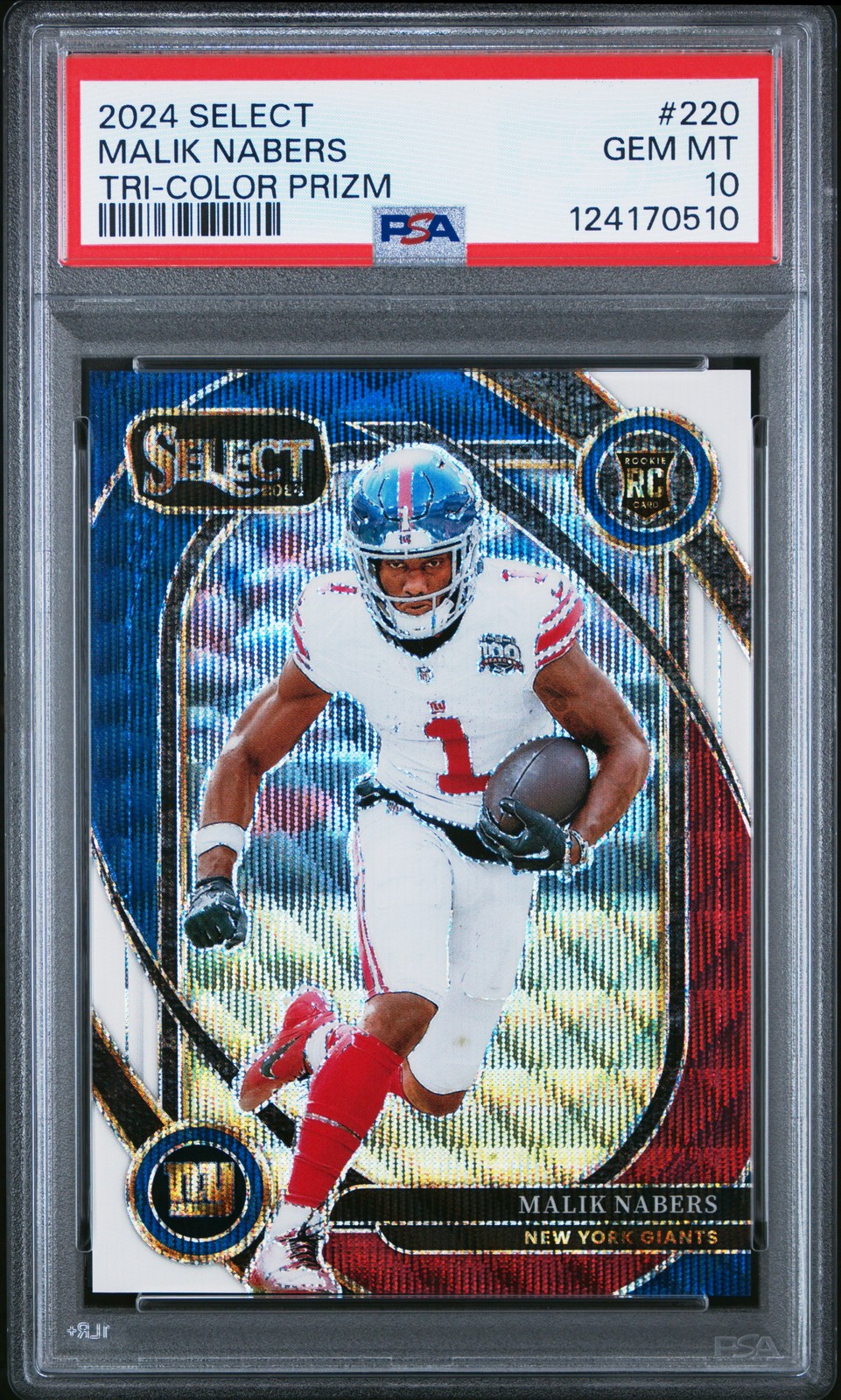 2024 PANINI SELECT TRI-COLOR PRIZM #220 MALIK NABERS 70/149 PSA 10