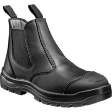 MENS LEATHER BLACK CHELSEA DEALER SAFETY WORK BOOTS STEEL MIDSOLE TOE CAP SIZE