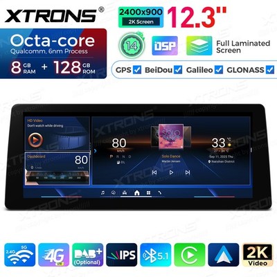 12.3'' 2K Android Screen for BMW 3 Series Qualcomm 680 8GB 128GB CarPlay WiFi BT