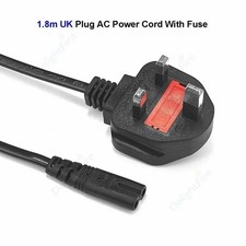Figure 8 Power Cable UK Plug to C7 Lead for LED TV Samsung/LG Black/White Laptop