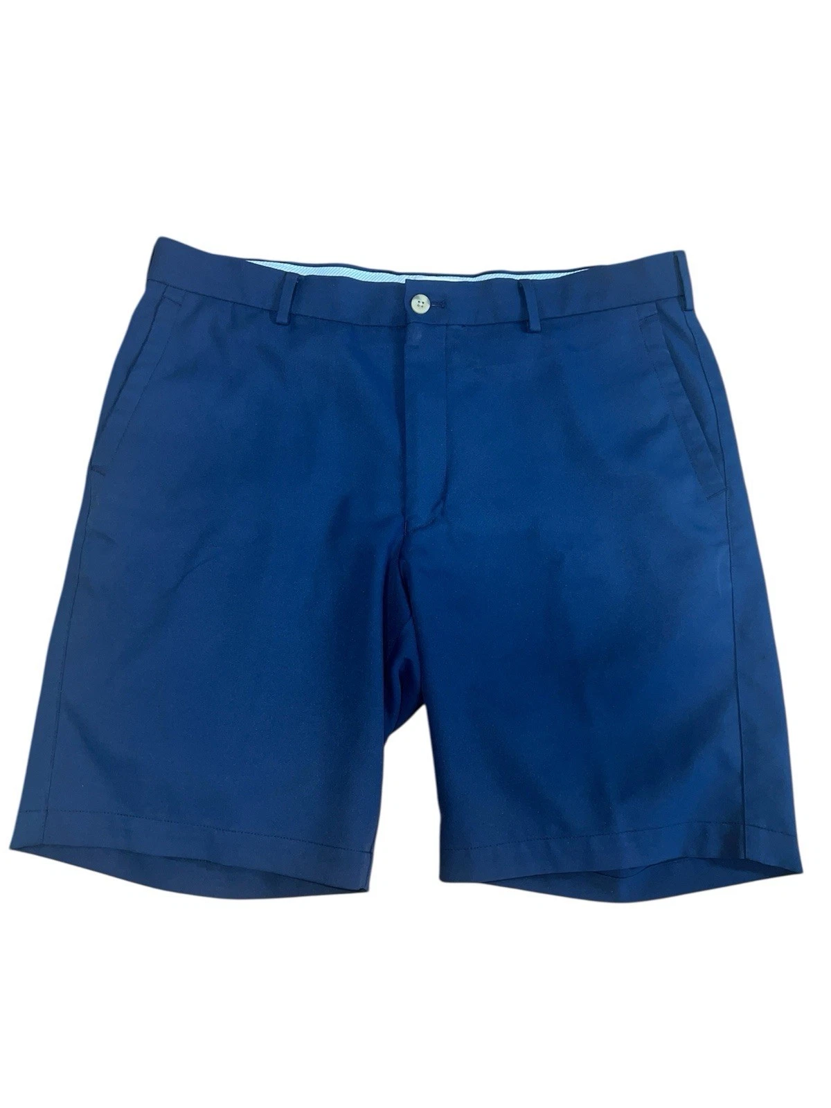 Peter Millar Shorts 35 Blue Navy 100% Polyester Performance Golf Pockets Logo