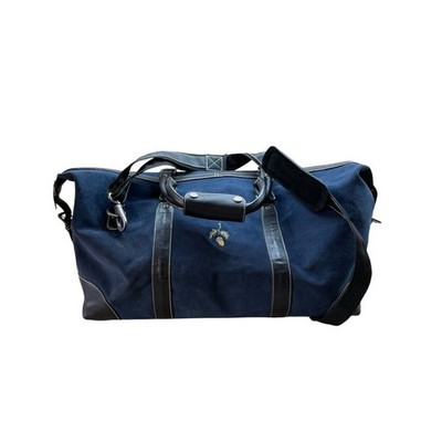 F. H. Wadsworth NYC Bag Navy Blue Suede Leather Weekender Duffel Travel Men s