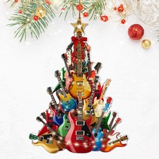 2D Flat Guitar Christmas Tree Ornament, Guitar Christmas Ornament Gift for Gu...