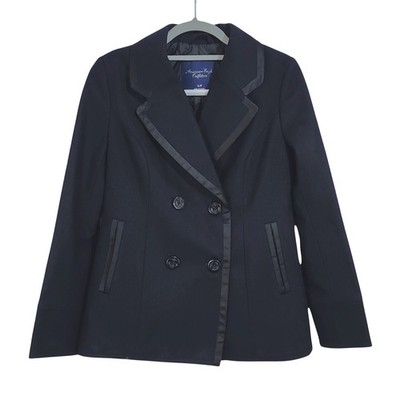 American Eagle Wool Blend Double Breasted Peacoat Womens Small Dark Navy Blue