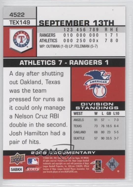 2008 Upper Deck Documentary Chris Davis #4522 Rookie RC - Image 2 of 2