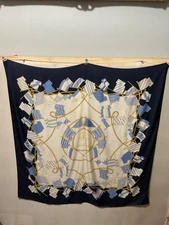 VINTAGE Brooks Brothers 100% Silk Nautical Signal Flag Scarf Made in Italy 34 sq
