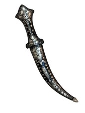 Indo Persian Silver Kofthgiri Work Unsharp Damascus Steel Blade Sikh Kripan 9