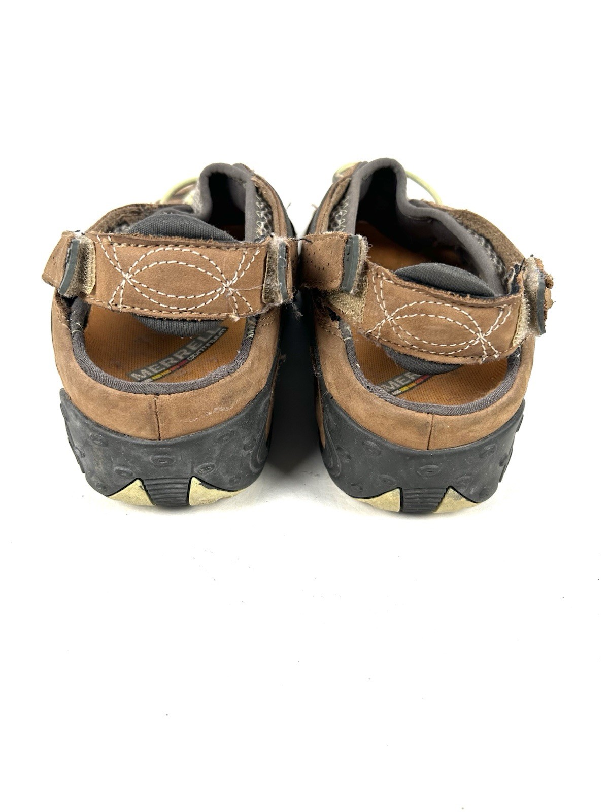 Sandali Merrell Camaleonte Beige Marrone Lime Arco Cinturino Web Taglia 10 Escursionismo Trail Camp